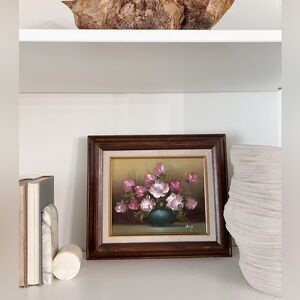 Vintage original oil painting still life flowers